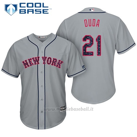 Maglia Baseball Uomo New York Mets 2017 Estrellas y Rayas Lucas Duda Grigio Cool Base